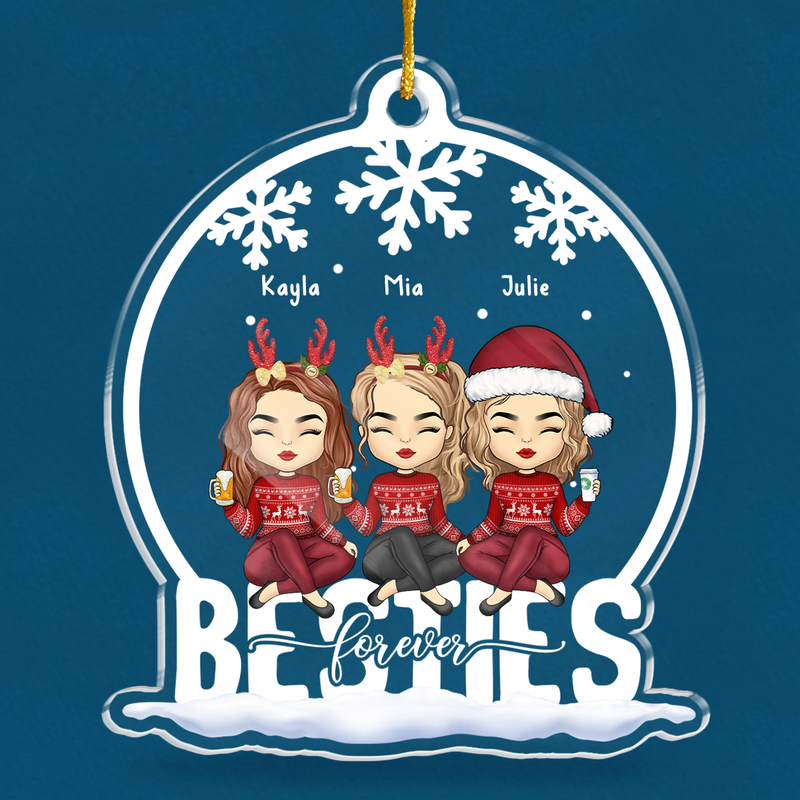 We're Besties Forever - Bestie Personalized Custom Ornament - Acrylic Snow Globe Shaped - New Arrival, Christmas Gift For Best Friends, BFF, Sisters