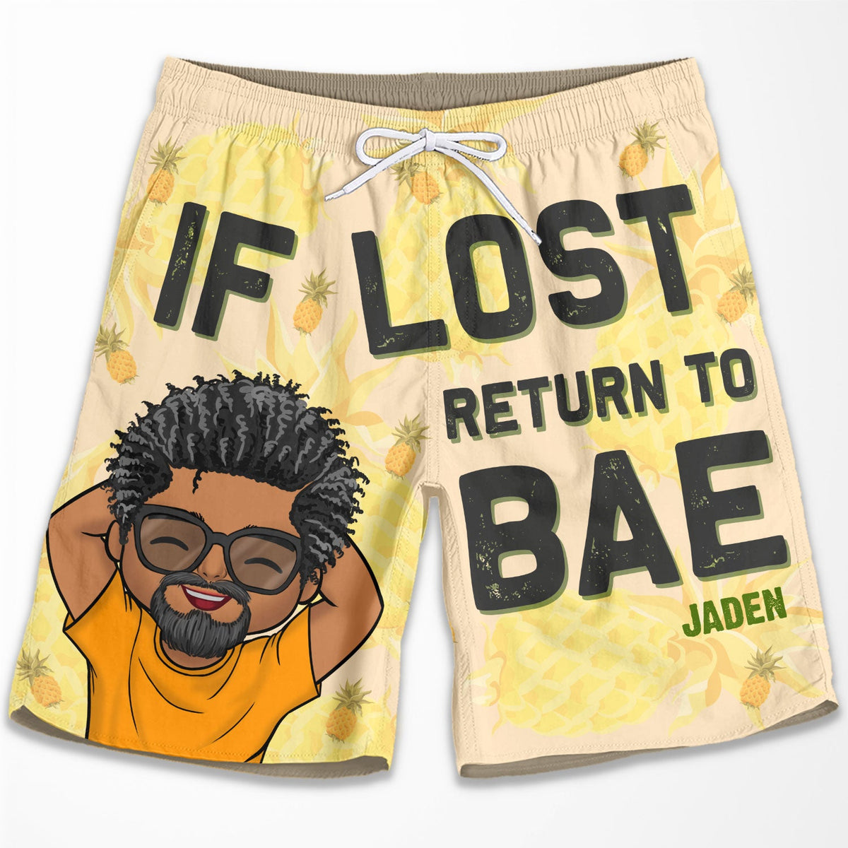 If Lost, Return To My Bae - Personalized Couple Beach Shorts - Gift For Couples, Husband Wife