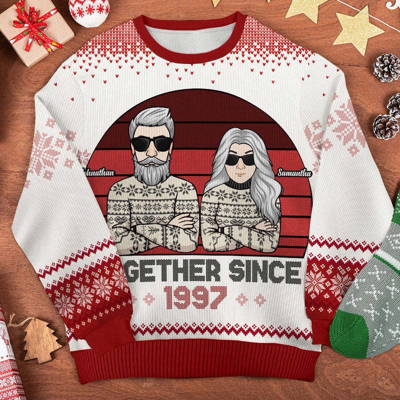 We've Been Together For Such A Long Time - Gift For Couples, Husband Wife, Personalized Custom Unisex Ugly Christmas Sweatshirt, Wool Sweatshirt, All-Over-Print Sweatshirt