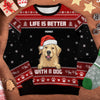 Life Is Better With Dogs - Personalized Custom Unisex Ugly Christmas Sweatshirt, Wool Sweatshirt, All-Over-Print Sweatshirt - Gift For Dog Lovers, Pet Lovers, Christmas Gift