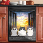 Custom Name Cat Window Scene Kitchen Decor - Personalized Dishwasher Cover