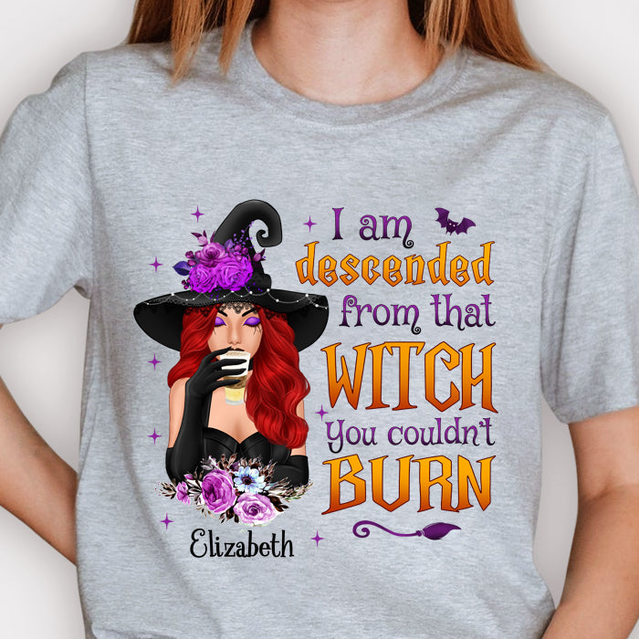I Am Descended From That Witch - Personalized Unisex T-Shirt, Halloween Ideas..