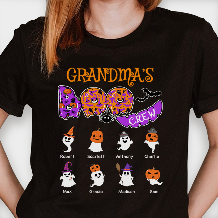 Boo Crew With Halloween Ghosts - Personalized Unisex T-Shirt, Halloween Ideas.