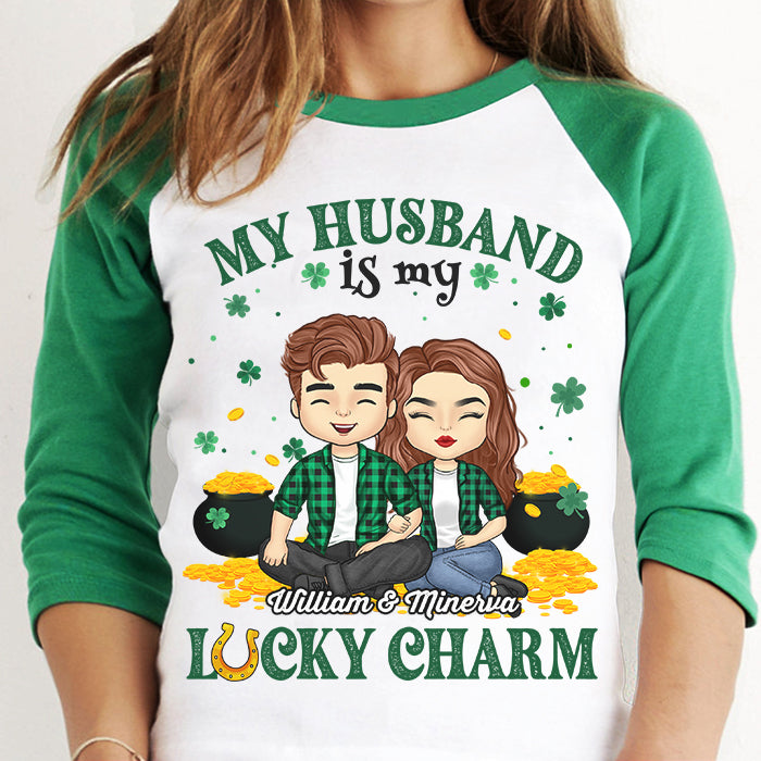 You're My Lucky Charm - Gift For Couples, Husband Wife, Personalized St. Patrick's Day Unisex Raglan Shirt.