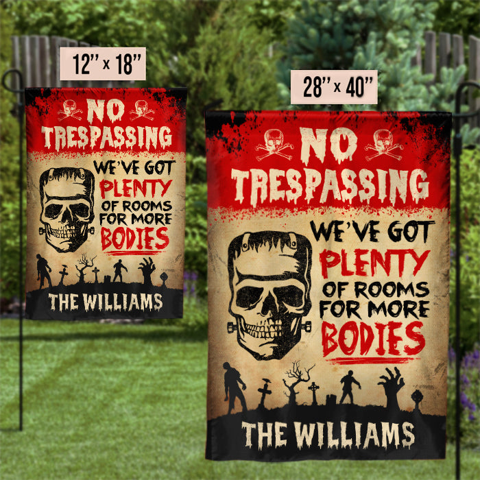 We've Got Plenty Of Rooms For More Bodies - Personalized Zombie Flag, Halloween Ideas.