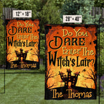 Custom Name Halloween Witch Lair Decor - Personalized Flag