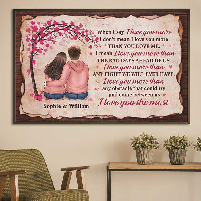 I Love You More Than Any Fight We Will Ever Have, I Love You The Most - Gift For Couples, Personalized Horizontal Poster