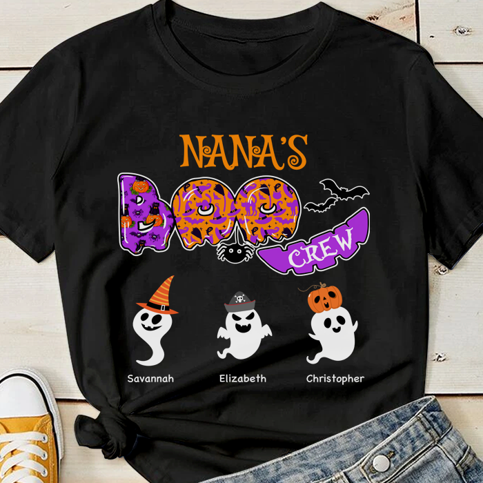 Boo Crew With Halloween Ghosts - Personalized Unisex T-Shirt, Halloween Ideas.