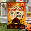 There're Creepy And There're Kooky - Personalized Funny Cat Flag, Halloween Ideas.