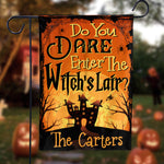 Custom Name Halloween Witch Lair Decor - Personalized Flag
