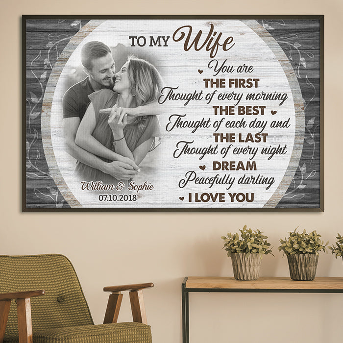 You Are The First Thought Of Every Morning - Upload Image, Gift For Couples - Personalized Horizontal Poster