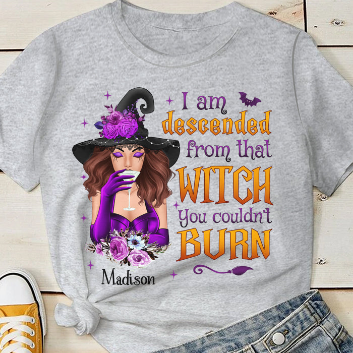 I Am Descended From That Witch - Personalized Unisex T-Shirt, Halloween Ideas..
