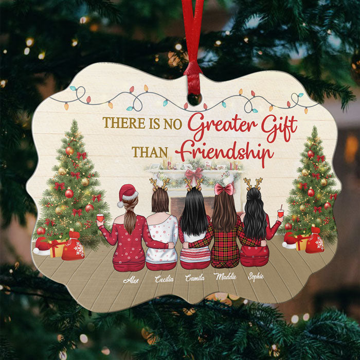 Sisters Will Always Be Connected By Heart - Personalized Custom Benelux Shaped Wood/Aluminum Christmas Ornament - Gift For Bestie, Best Friend, Sister, Birthday Gift For Bestie And Friend, Christmas New Arrival Gift