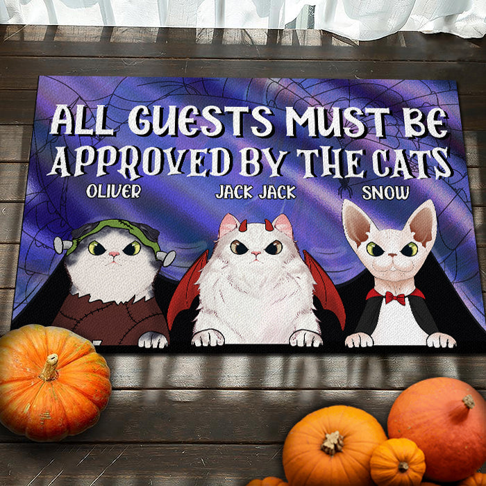 All Guests Must Be Approved By Our Cats - Cats Halloween - Personalized Decorative Mat.