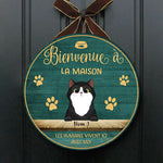 Custom Cat Name French Welcome Home Gifts for Cat Lovers - Personalized Wood Sign