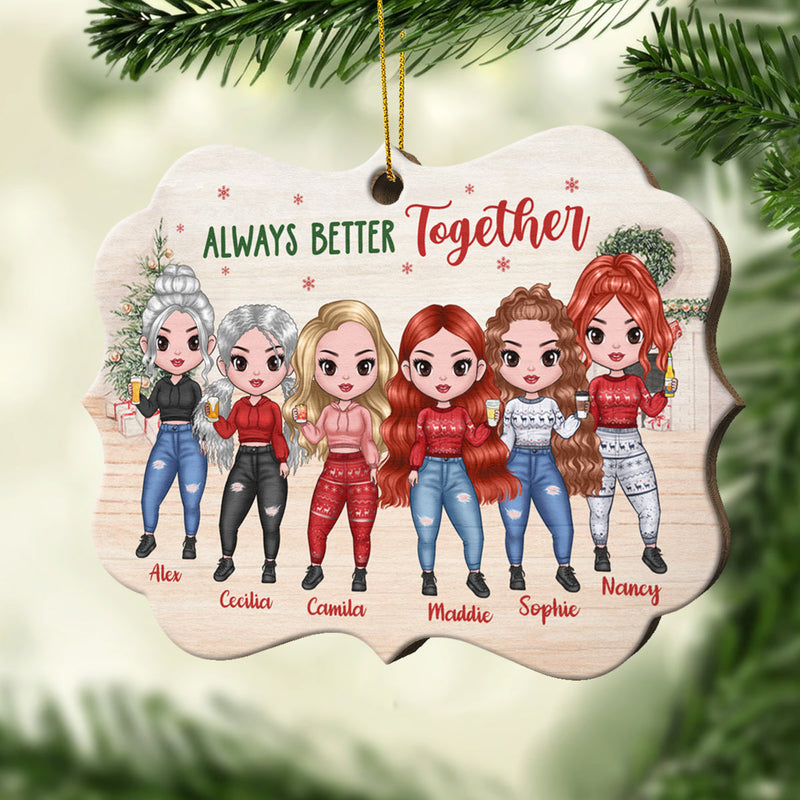 Bestie - Always Better Together - Personalized Custom Benelux Shaped Wood Christmas Ornament