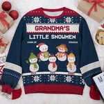 Grandma's Little Snowmen - Family Personalized Custom Ugly Sweatshirt - Unisex Wool Jumper - Christmas Gift For Grandma