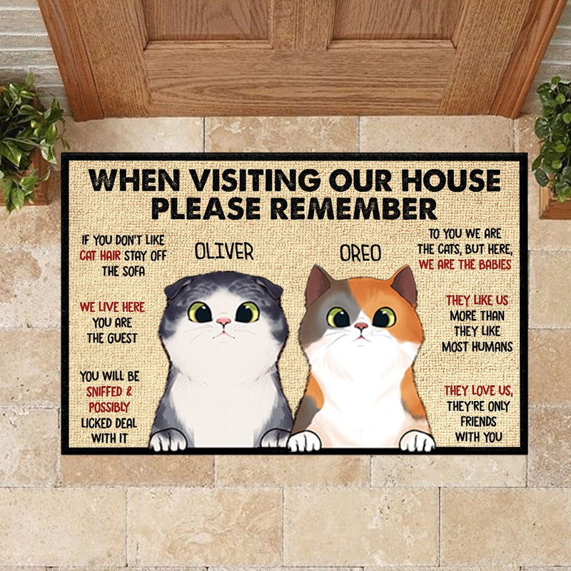 When Visiting My House Please Remember - Funny Personalized Cat Decorative Mat