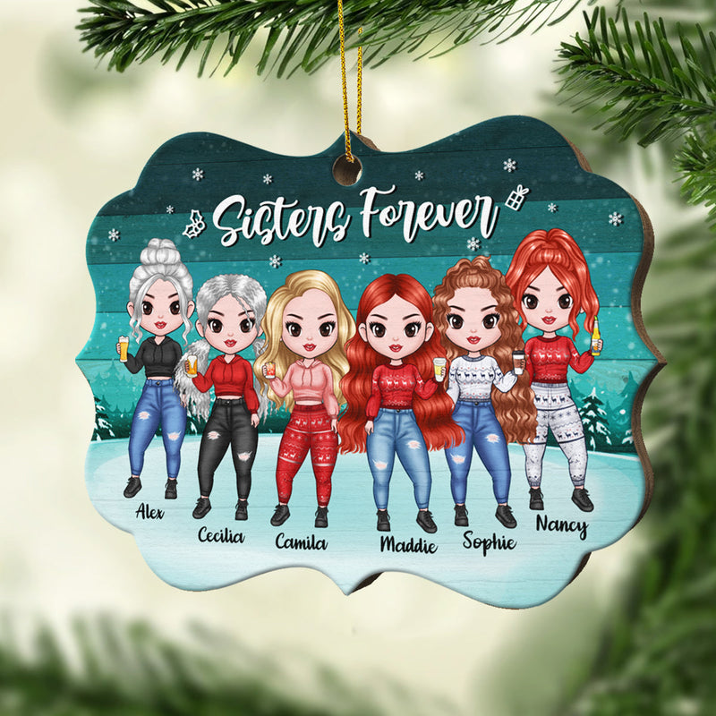 There Is No Greater Gift Than Sisters - Personalized Custom Benelux Shaped Wood Christmas Ornament