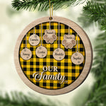Happy Christmas With Our Family - Personalized Custom Round Shaped Wood Christmas Ornament