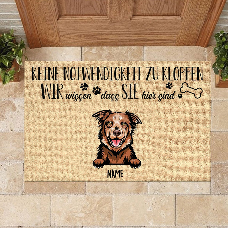 Keine Notwendigkeit Zu Klopfen German - Funny Personalized Dog Decorative Mat