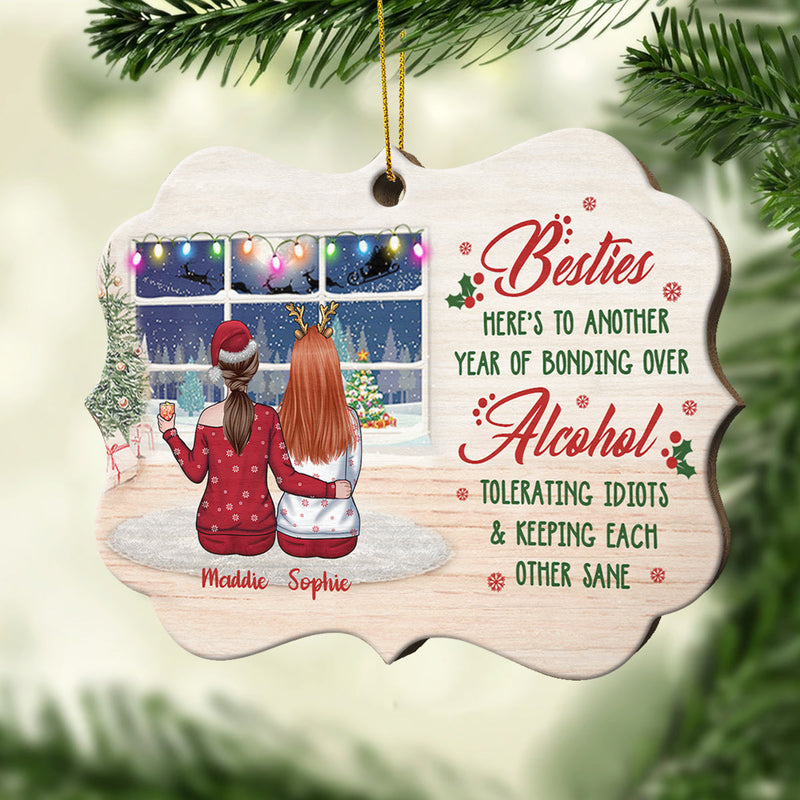 Besties We Go Together Like Drunk And Disorderly - Personalized Custom Benelux Shaped Wood Christmas Ornament