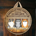Custom Cat Name Door Warning Gifts for Cat Lovers - Personalized Wood Sign