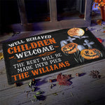 Halloween - Well Behaved Children Welcome  - Personalized Decorative Mat