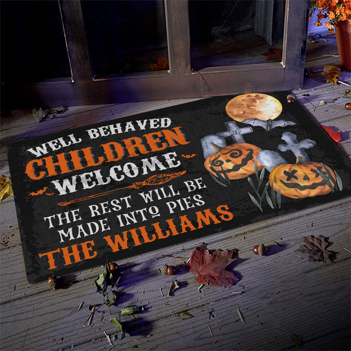 Halloween - Well Behaved Children Welcome  - Personalized Decorative Mat