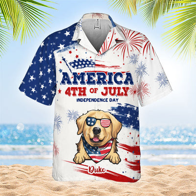 Happy Independence Day - Personalized Hawaiian Shirt - Gift For Dad, Gift For Pet Lovers
