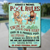 Swim At Your Own Risk - Personalized Metal Sign - Gift For Couples, Husband Wife
