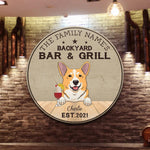 Dog Backyard Bar & Grill - Funny Personalized Dog Wood Sign