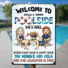 Welcome To Poolside Bar & Grill - Personalized Metal Sign - Gift For Couples, Husband Wife