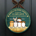 Custom Cat Name Door Warning Gifts for Cat Lovers - Personalized Wood Sign