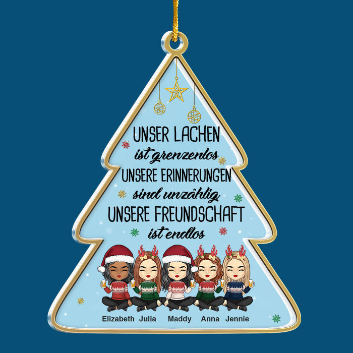 Nicht Nur Freunde, Eher Eine Kleine Bande - German Personalized Custom Christmas Tree Shaped Acrylic Christmas Ornament - Gift For Bestie, Best Friend, Sister, Birthday Gift For Bestie And Friend, Christmas Gift