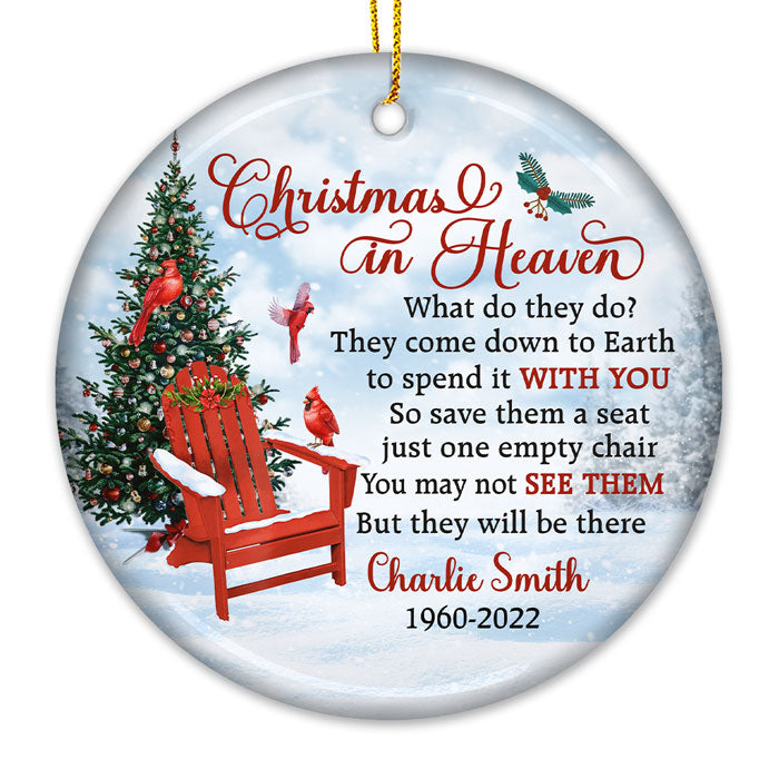 They Come Down To Earth To Spend Christmas With You - Memorial Personalized Custom Ornament - Ceramic Round Shaped - Sympathy Gift, Christmas Gift For Family