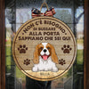 Il Cane Sa Che Sei Qui - Divertente Cartello Personalizzato Per La Porta Del Cane, Funny Personalized Dog Door Sign Italian