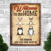 The Humans Just Live Here With Us - Funny Personalized  Cat Metal Sign