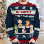 Grandma's Little Snowmen - Family Personalized Custom Ugly Sweatshirt - Unisex Wool Jumper - Christmas Gift For Grandma