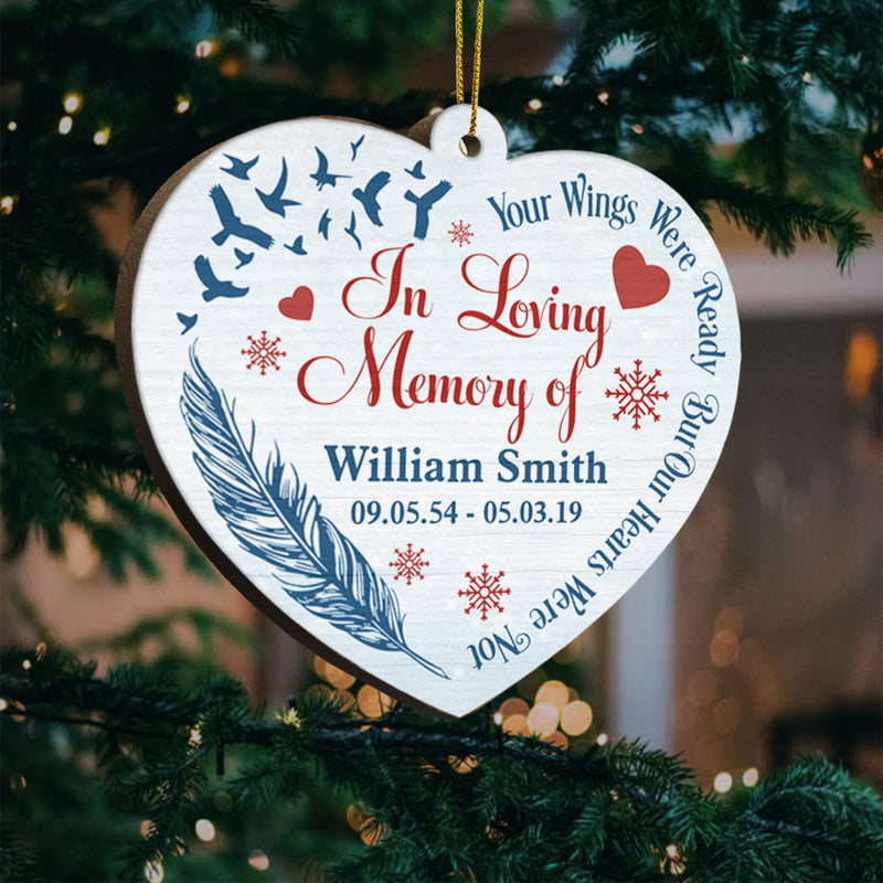 Your Wings Were Ready - Personalized Custom Heart Shaped Wood Christmas Ornament