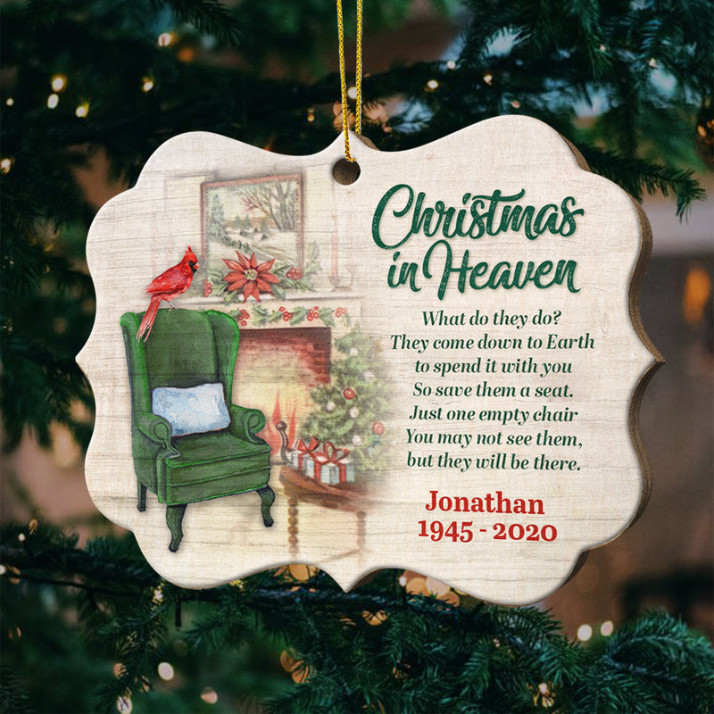 Christmas In Heaven - Personalized Custom Benelux Shaped Wood Christmas Ornament