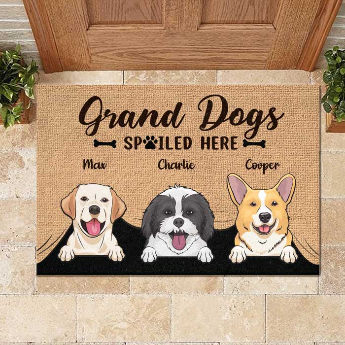 Grand Dogs Spoiled Here - Personalized Decorative Mat