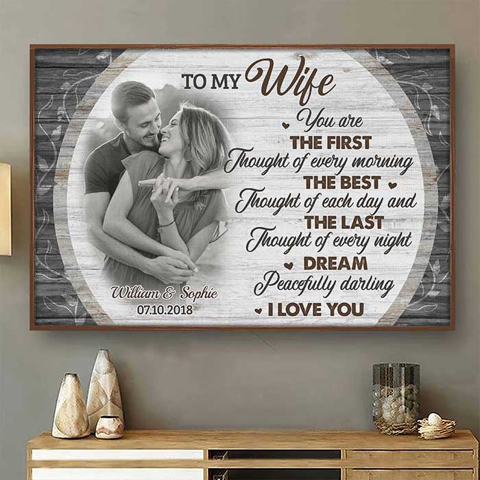 You Are The First Thought Of Every Morning - Upload Image, Gift For Couples - Personalized Horizontal Poster.