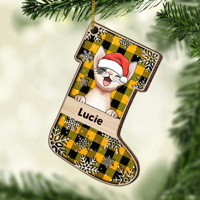 Have A Magical Holiday Season - Happy Cats And Dogs - Personalized Custom Stocking Shaped Wood Christmas Ornament