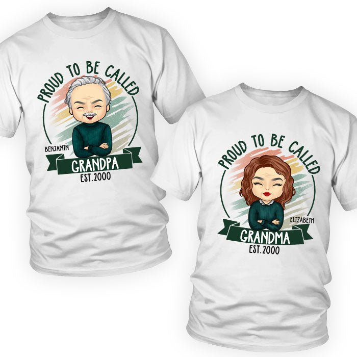 Proud To Be Grandparents - Personalized Matching Couple T-Shirt - Gift For Couple, Husband Wife, Grandparents