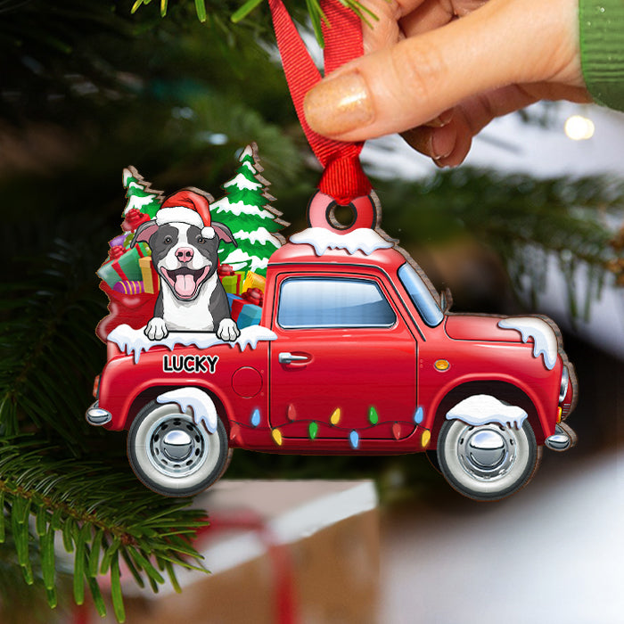 Loads Of Love - Dogs & Cats Merry Christmas - Personalized Custom Car Shaped Wood Christmas Ornament