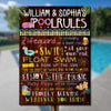 Family Pool Rules - Personalized Metal Sign - Gift For Couples, Husband Wife