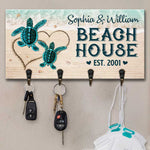 Turtles On The Beach - Personalized Key Hanger, Key Holder - Gift For Couples, Husband Wife