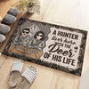 A Hunter Lives With The Deer Of His Life - Gift For Hunting Couples, Personalized Decorative Mat