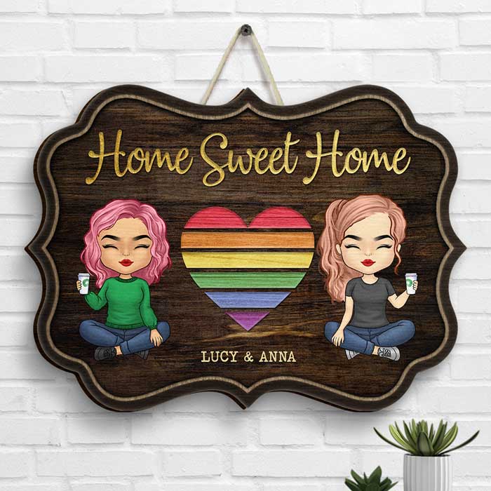 Home Sweet Home In This House - Personalized Shaped Wood Sign - Gift For Couples, Husband Wife